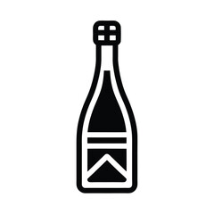 Champagne Bottle Outline Vector Illustration