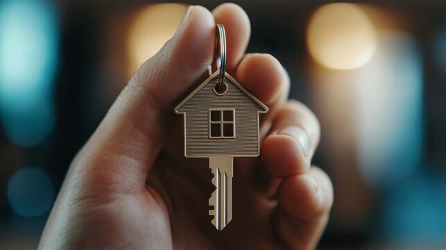 The moment of joy: holding a key to a new home. - Powered by Adobe