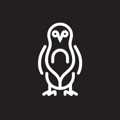 Naklejka premium Penguin icon on a black background. Vector illustration, EPS 10