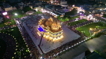 Aerial View of Pram Mandir, Founded by Jagadguru Shri Kripalu Ji Maharaj in Vrindavan - Prem Mandir is the Temple of Divine Love.