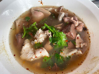 a cuisine photo of pork soup