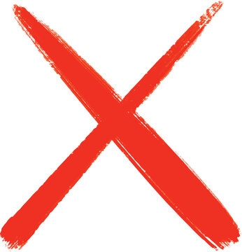 Red cross mark brush on transparent background. red x sign. Red cross marker vector. negative sign