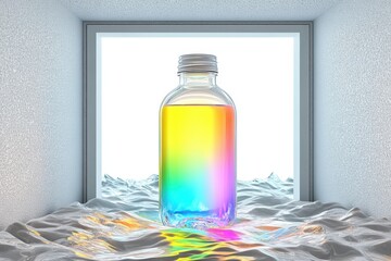 Obraz premium Colorful bottle on a textured surface.