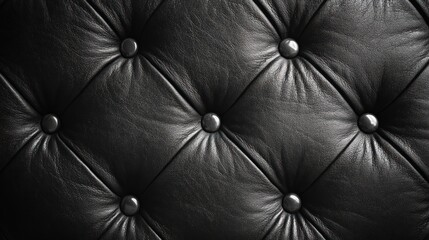 Obraz premium Detailed close-up shot of a black leather tufted luxurious upholstery