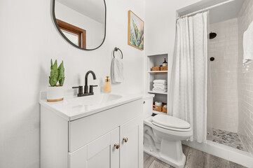 Modern bathroom with clean design and stylish fixtures