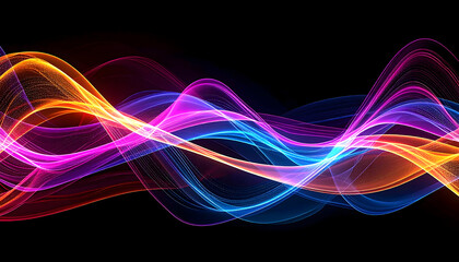Fototapeta premium Abstract Colorful Light Waves Flowing on Dark Background