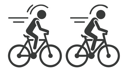 Two Cyclists Speeding Down a Road Represented by Graphic Speed Lines and Simple Icon Representations of People on Bicycles
