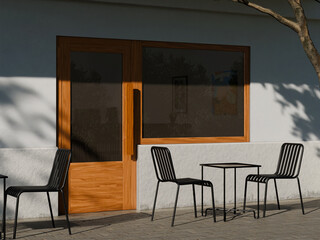 Ourdoor Building Mockup 3D Rendering Cafe Exterior