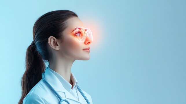 Futuristic Female Doctor with Augmented Reality Glasses Concept