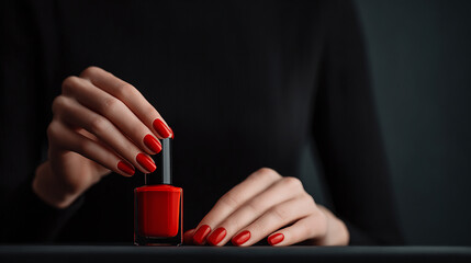 woman hands with nail polish
