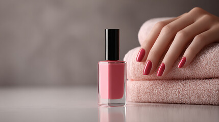 woman hands with pink nail polish