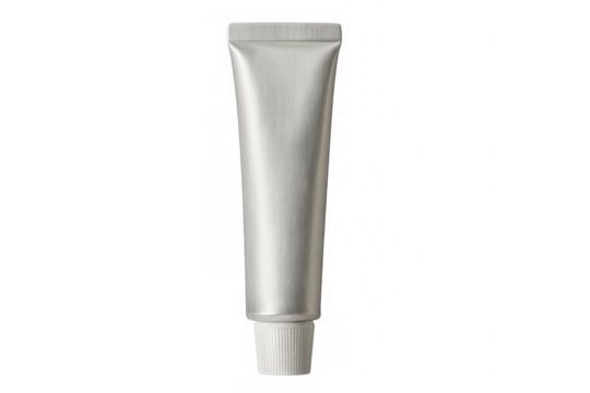 Realistic metallic tube packaging mockup with transparent background, perfect for showcasing your product design