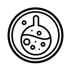 Petri Dish Culture Outline Vector Illustration