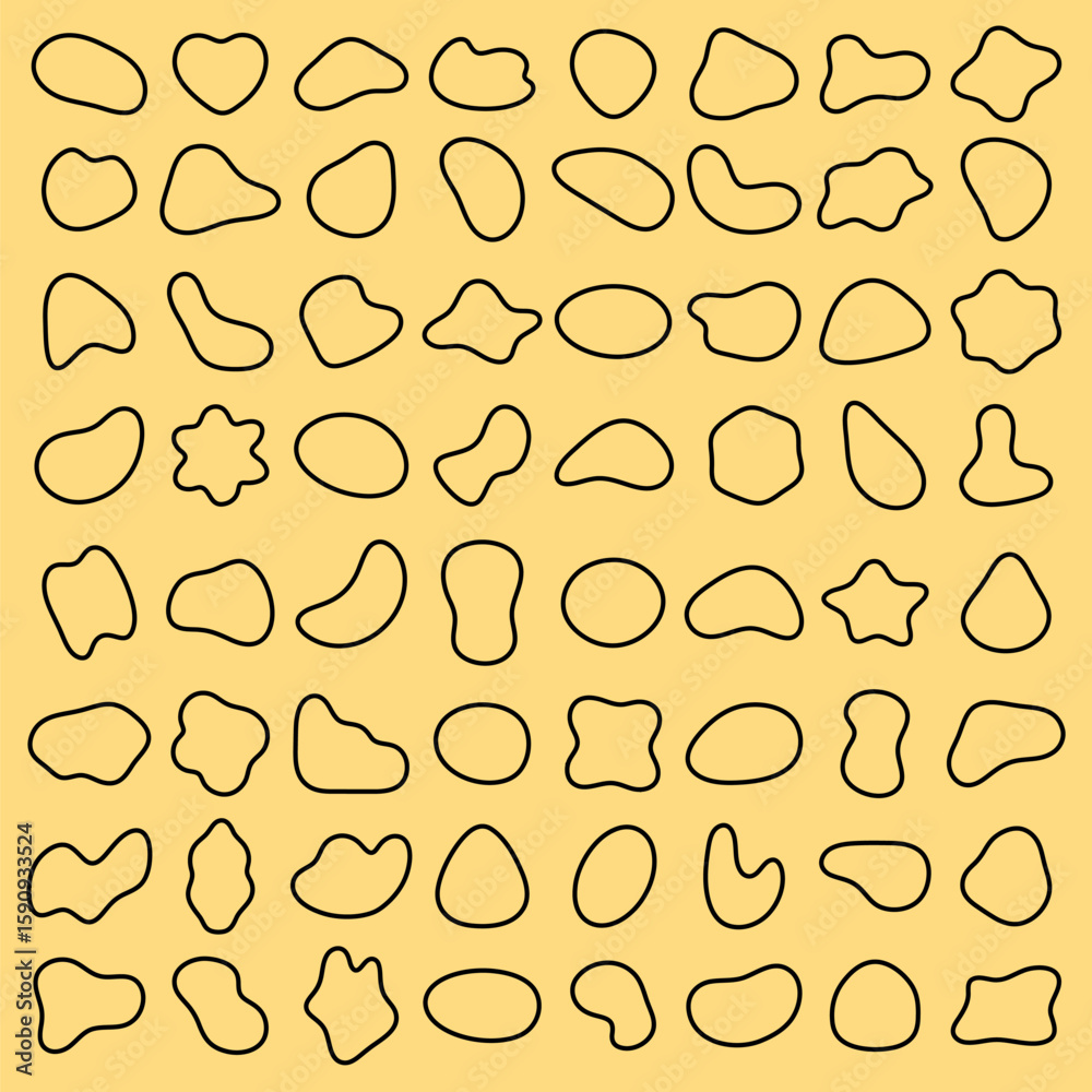 Poster abstract shapes on a background. organic shapes, varied forms, and unique patterns. repeated abstrac