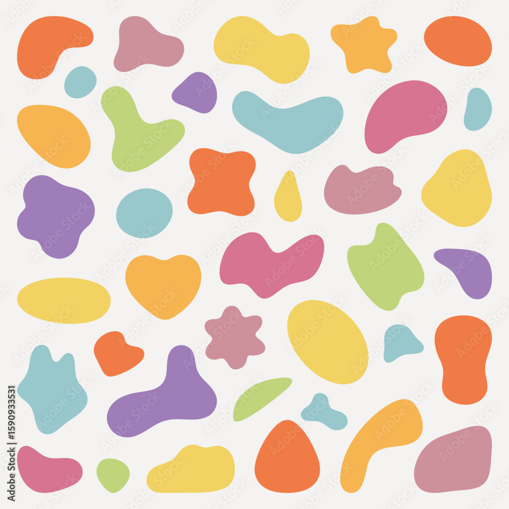 Poster abstract shapes on a background. organic shapes, varied forms, and unique patterns. repeated abstrac