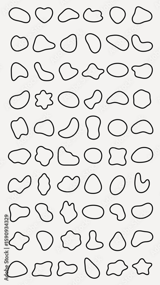 Poster abstract shapes on a background. organic shapes, varied forms, and unique patterns. repeated abstrac