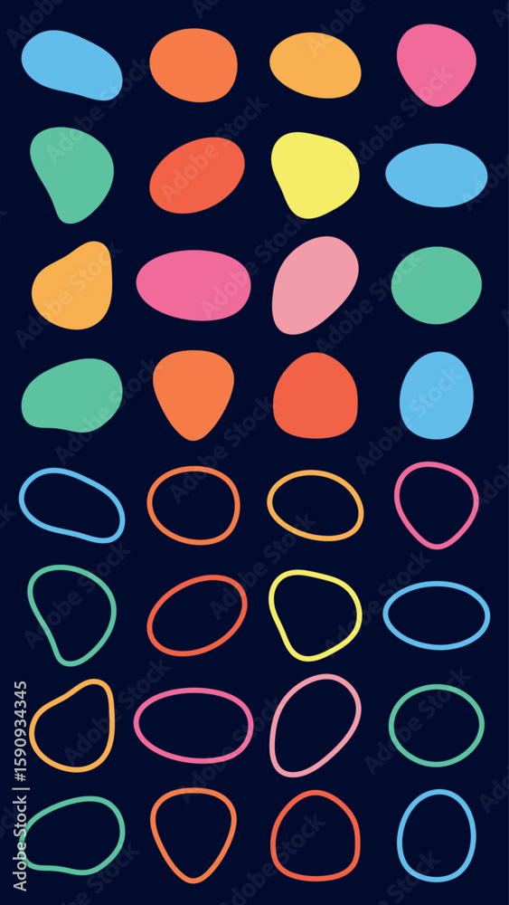 Poster abstract shapes on a background. organic shapes, varied forms, and unique patterns. repeated abstrac