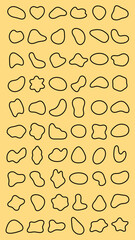 Abstract shapes on a background. Organic shapes, varied forms, and unique patterns. Repeated abstract shapes create a modern, artistic look. Black shape vector set.