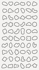 Abstract shapes on a background. Organic shapes, varied forms, and unique patterns. Repeated abstract shapes create a modern, artistic look. Black shape vector set.