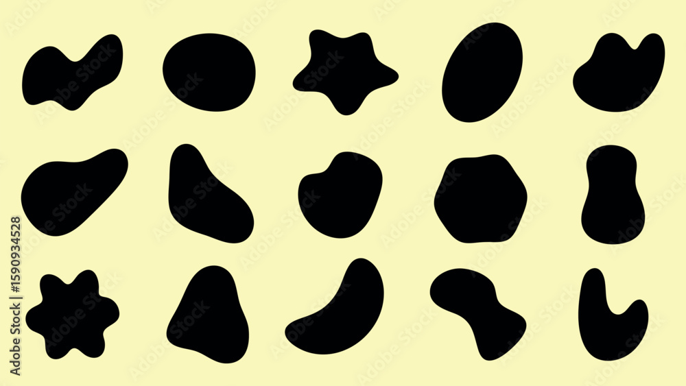 Poster abstract shapes on a background. organic shapes, varied forms, and unique patterns. repeated abstrac