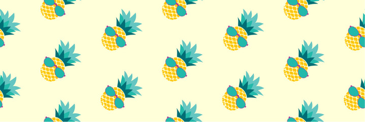 Pineapple pattern seamless summer background.
