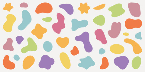 Abstract shapes on a background. Organic shapes, varied forms, and unique patterns. Repeated abstract shapes create a modern, artistic look. Black shape vector set.