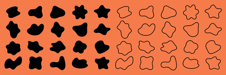 Abstract shapes on a background. Organic shapes, varied forms, and unique patterns. Repeated abstract shapes create a modern, artistic look. Black shape vector set.