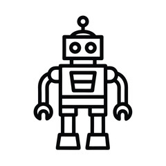 Robot Outlined In Bold Vector Illustration