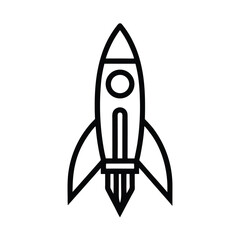 Rocket Outlined In Bold Vector Illustration