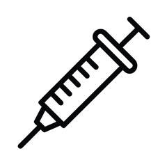 Syringe Outlined In Bold Vector Illustration