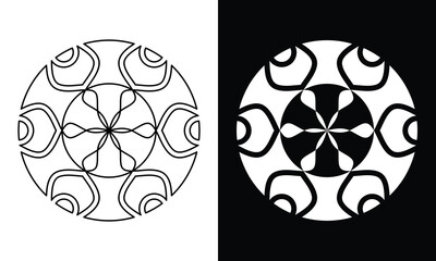 circle emblem vector with line art style and bold style for logo or design element