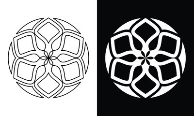 circle emblem vector with line art style and bold style for logo or design element