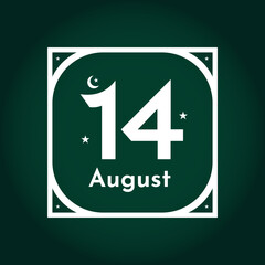 14 August Pakistan Independence Day Icon Green & White Celebration