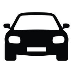 Black simple car icon front view. Car Sign Vector.Car Symbol