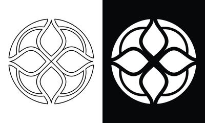 circle emblem vector with line art style and bold style for logo or design element