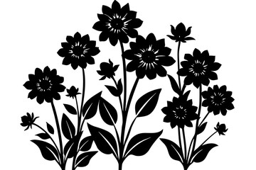 Vector art of silhouette of set of floral elements