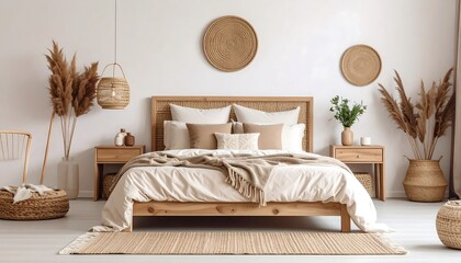 Light and airy bedroom with natural elements