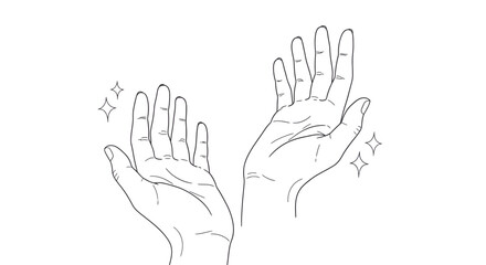 Sparkling hands reaching out in a clean minimal style