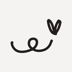 Minimalist black line art of a smiling face with a heart, element vector