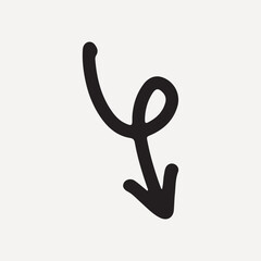 Hand-drawn black arrow on white, playful style, element vector