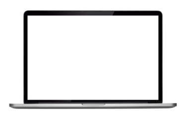 Laptop or notebook  with blank screen isolated with clipping path on transparent background
