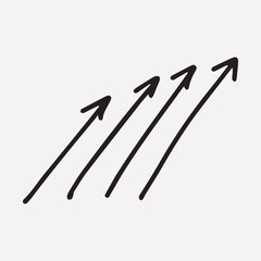 Minimalist design with four upward black arrows on white, element vector