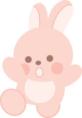 Cute pink rabbit cartoon jumping happily