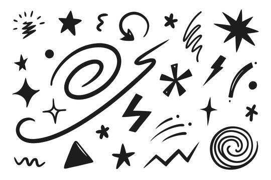A playful design featuring hand-drawn doodle elements, ideal for creating unique icons, quirky designs, and adding a whimsical touch to graphic projects.