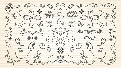 Elegant floral dividers. Swirls and leaves create decorative floral dividers. Perfect for invitations, floral-themed designs, and decorative accents. Hand drawn ornament vector set.