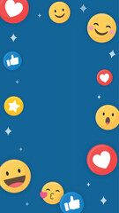 Emoticon frame iPhone wallpaper blue vector