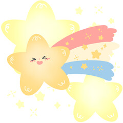 별들을 배경으로 신난 별똥별 캐릭터 일러스트