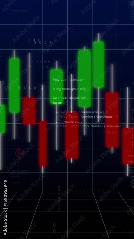 Poster animation of data processing over diagrams moving