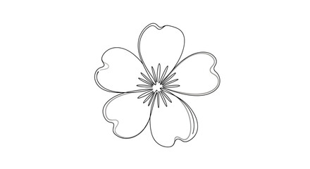 Elegant Floral Outline A Simple Line Art Illustration of a Five-Petal Flower