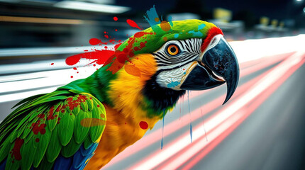 Colorful macaw parrot bird art vibrant feathers tropical avian exotic wildlife nature illustration animal